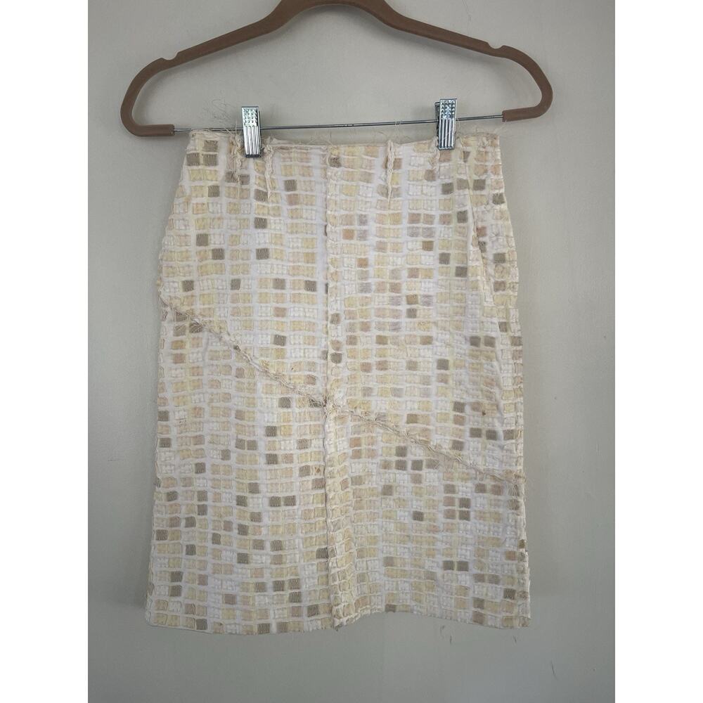 Project Alabama Designer Patchwork Skirt Tan Cream Size S Deadstock Couture Rare